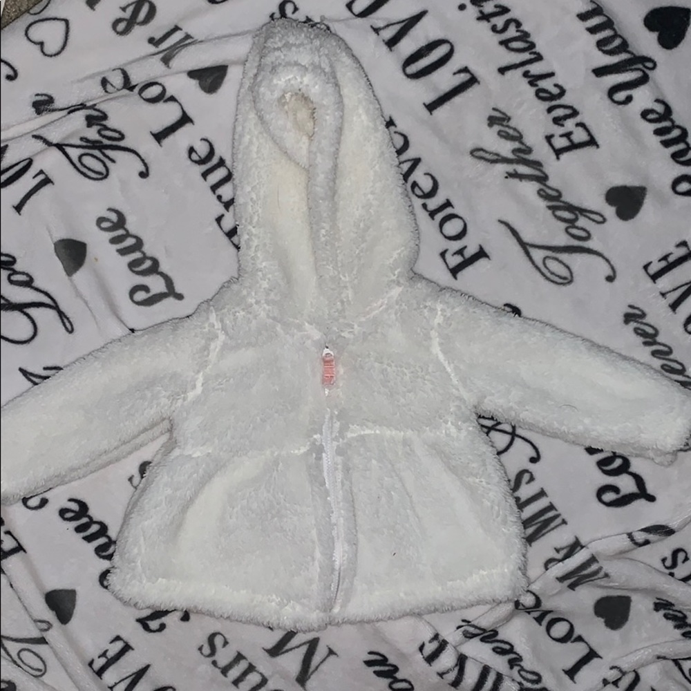 Fluffy white soft fur coat